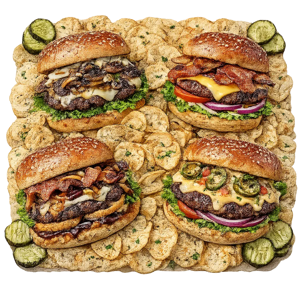 Burger Menu featuring gourmet burgers with fresh ingredients and delicious toppings