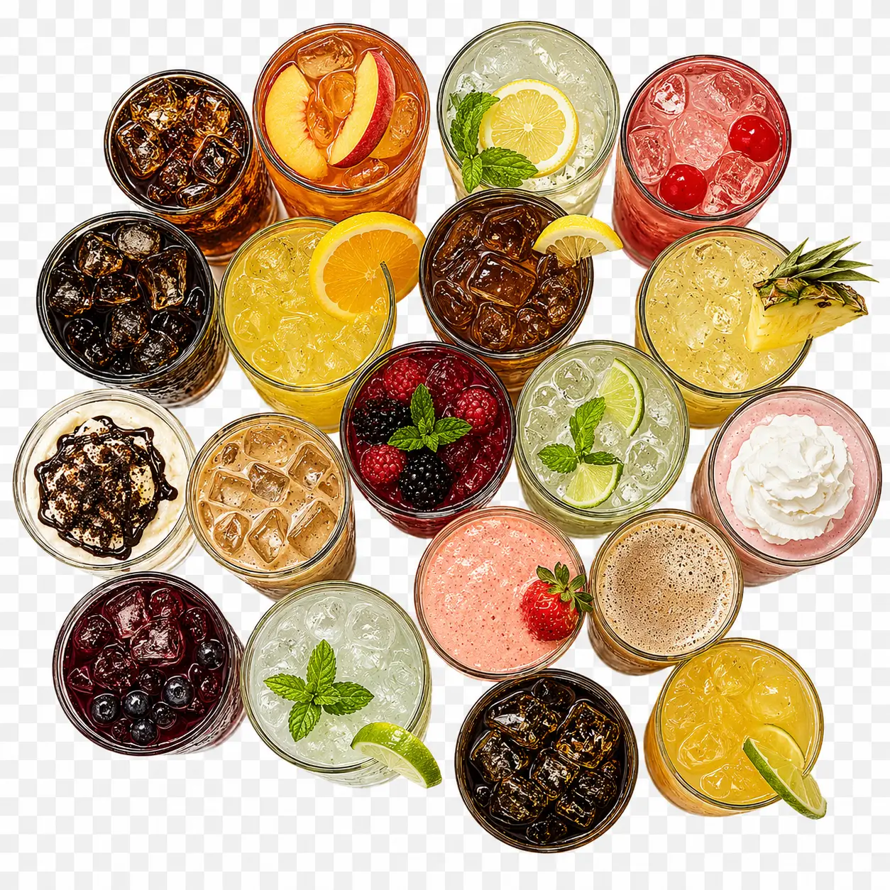 Mellow Mushroom Drinks menu with soft drinks, tea, lemonade, and beverages