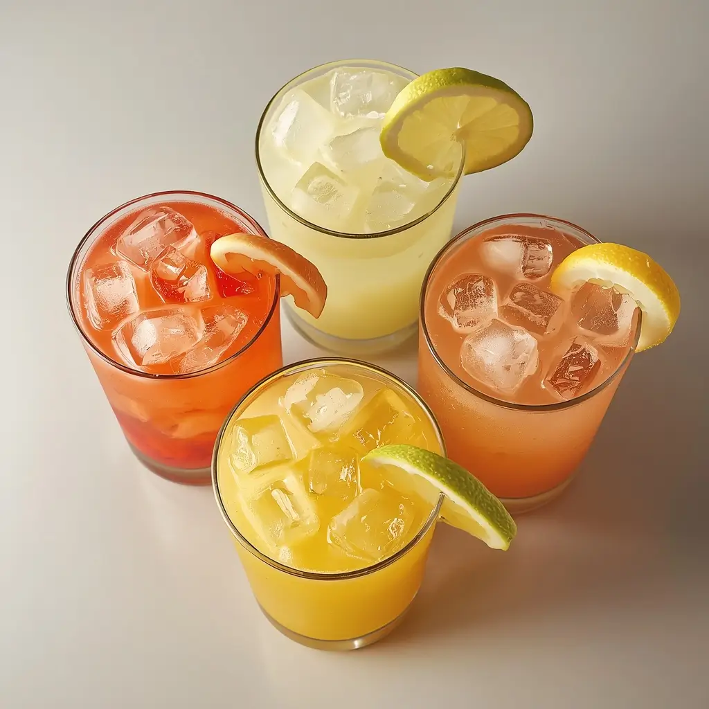 Lemonade and fruit drinks served in refreshing beverages