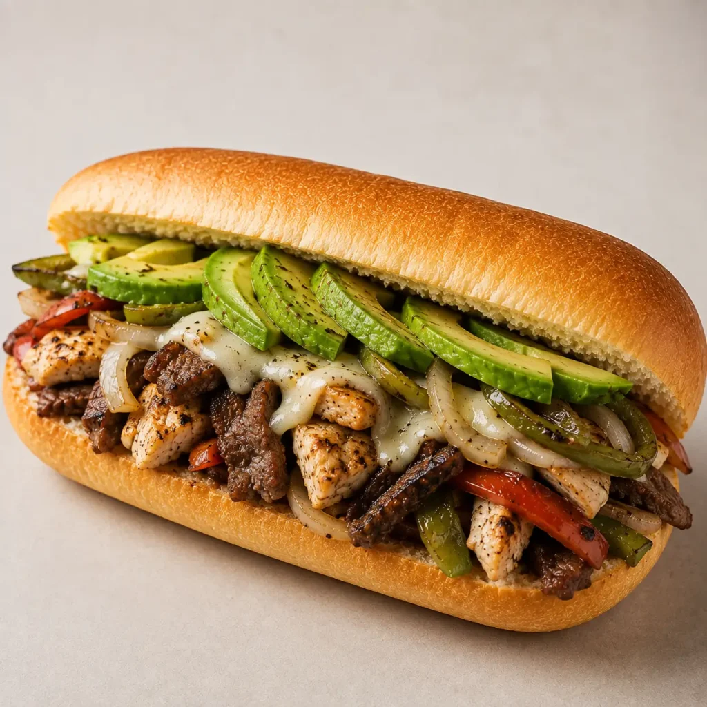 Steak and Cheese Hoagie with sliced steak and melted cheese