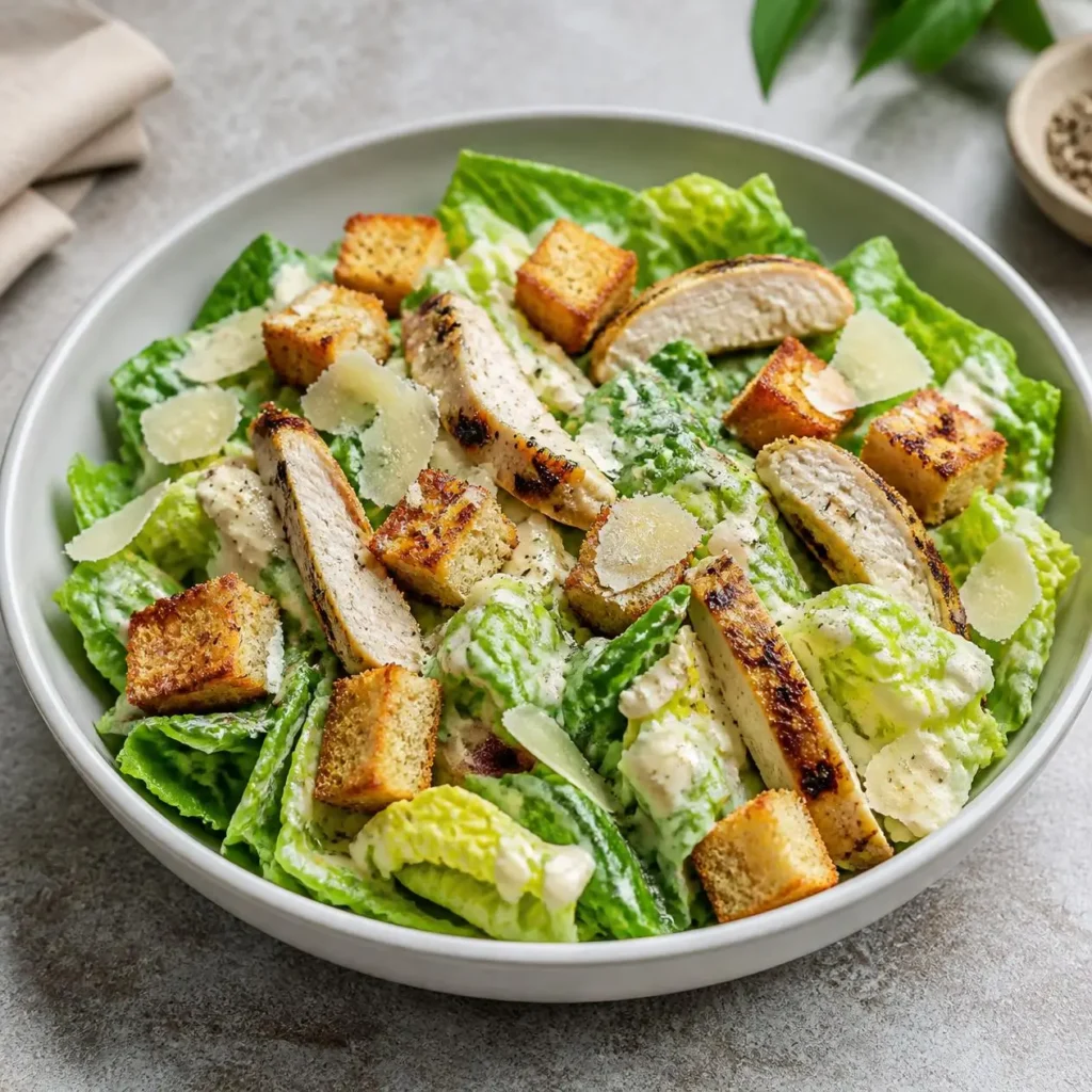 Caesar Supreme Salad with fresh romaine lettuce, parmesan cheese and creamy Caesar dressing