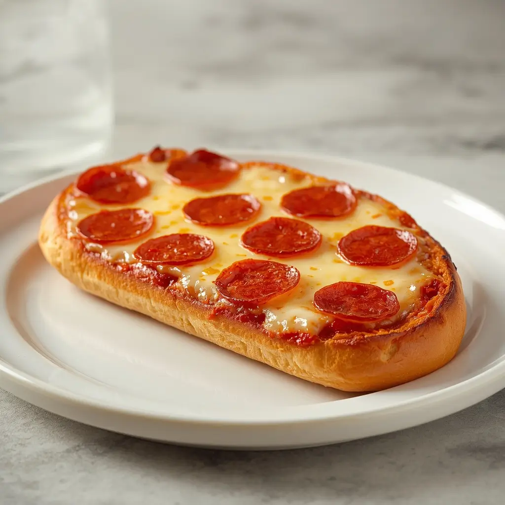 Kids French Bread Pepperoni Pizza with melted cheese and pepperoni