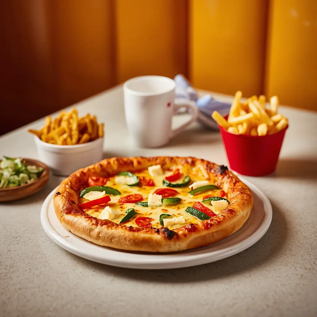 Mellow Mushroom kids menu with personal pizza and fries