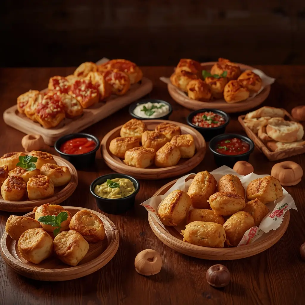 Mellow Mushroom munchies including pretzel bites, cheese bread, and shareable appetizers